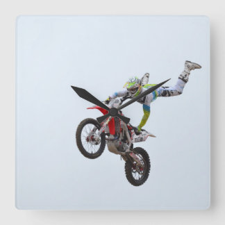 Freestyle Motocross Quadratische Wanduhr