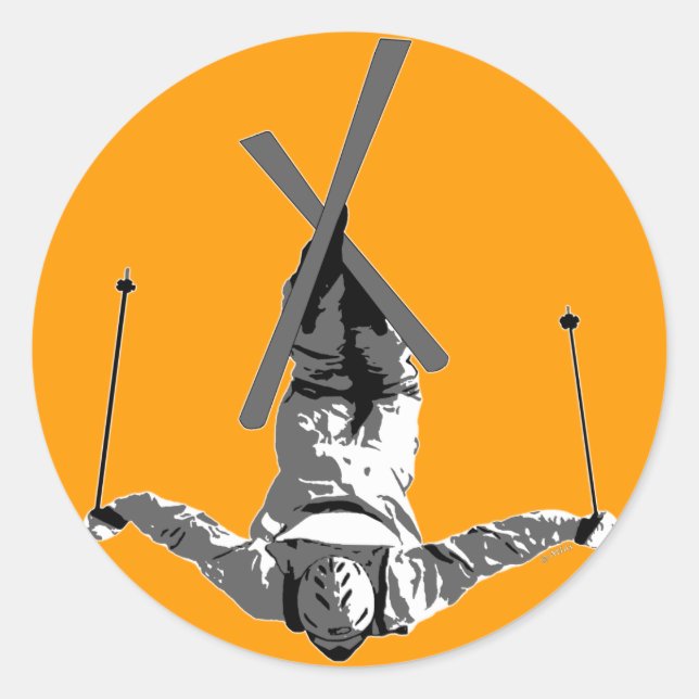 Freestyle Skiing Runder Aufkleber (Vorderseite)