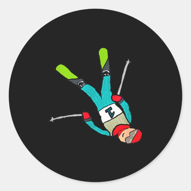 Freestyle-Skiing  Runder Aufkleber (Vorderseite)