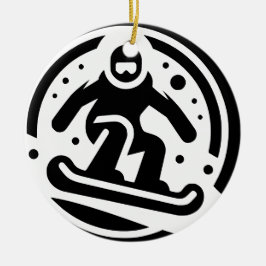 Freestyle Snowboarden Minimalistisch Schwarz/Weiß Keramik Ornament