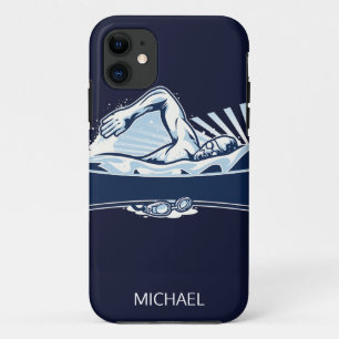 Freestyle Swimmer Personalisierter Name   Sport Case-Mate iPhone Hülle