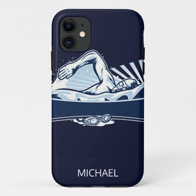 Freestyle Swimmer Personalisierter Name | Sport Case-Mate iPhone Hülle (Rückseite)