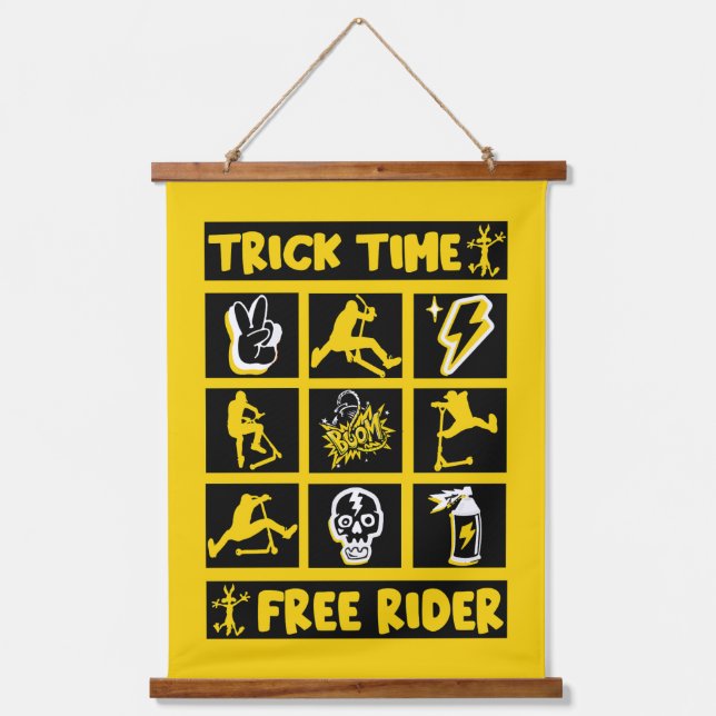 Freestyle Trick Scooter Wandteppich Mit Holzrahmen (Vorderseite)
