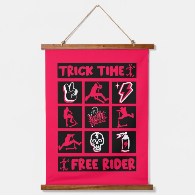 Freestyle Trick Scooter Wandteppich Mit Holzrahmen (Vorderseite)