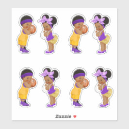 Freethrows oder Bows Lila Gold Basketball Boy Girl Aufkleber