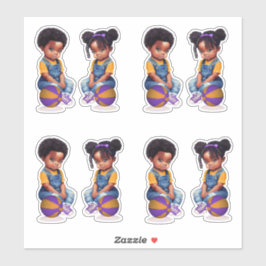 Freethrows oder Bows Lila Gold Basketball Boy Girl Aufkleber