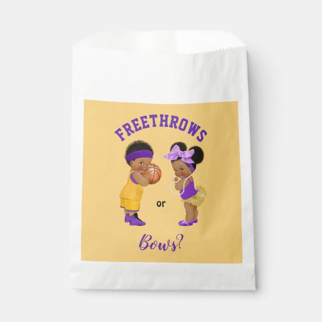 Freethrows oder Bows Lila Gold Basketball Boy Girl Geschenktütchen (Vorderseite)
