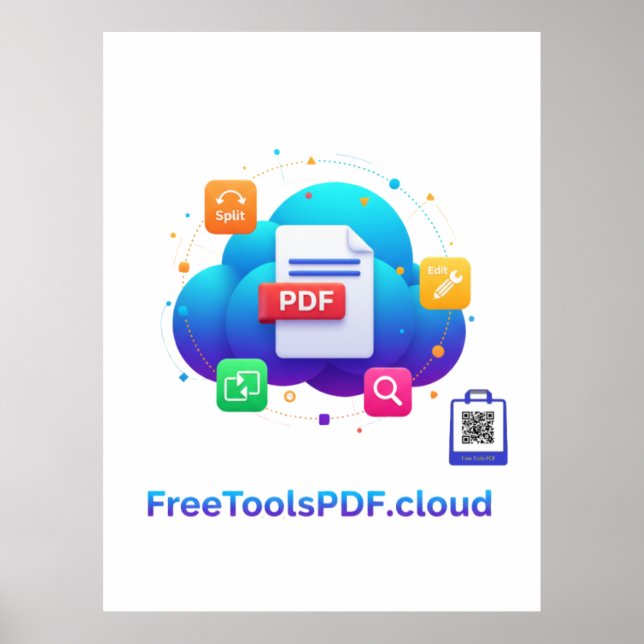 FreeToolsPDF – Digitale Power auf deinem Shirt! Poster (Vorne)
