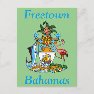 Freetown, Bahamas mit Wappen (Eleuthera) Postkarte
