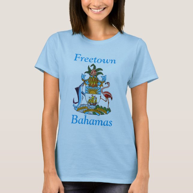 Freetown, Bahamas mit Wappen (Eleuthera) T-Shirt (Vorderseite)