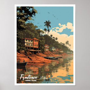 Freetown Sierra Leone Vintage-Reiseillustration Poster