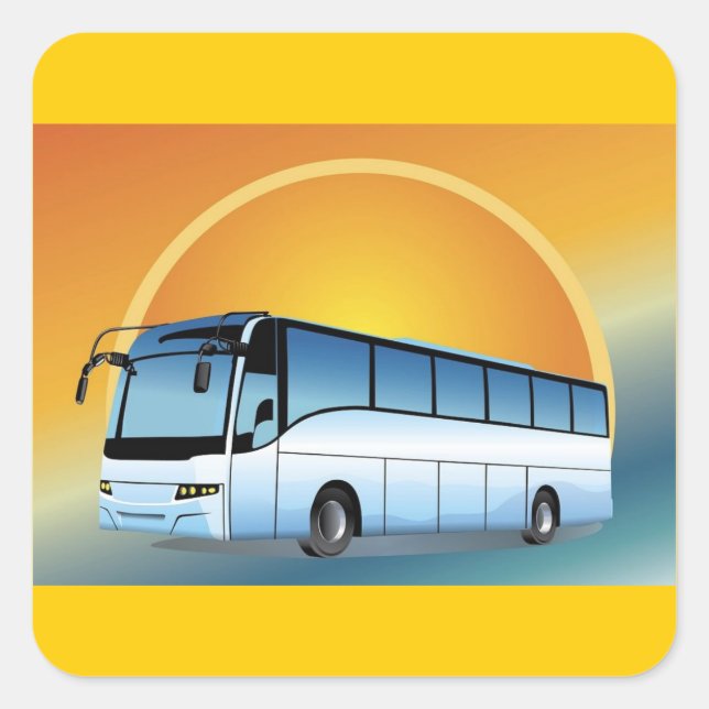 FreeVector-Bus Transportreise Quadratischer Aufkleber (Vorderseite)
