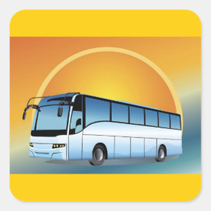 FreeVector-Bus Transportreise Quadratischer Aufkleber