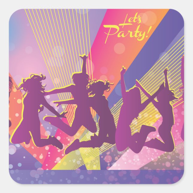 FreeVector-Club-Graphics.ai Menschen tanzen spring Quadratischer Aufkleber (Vorderseite)