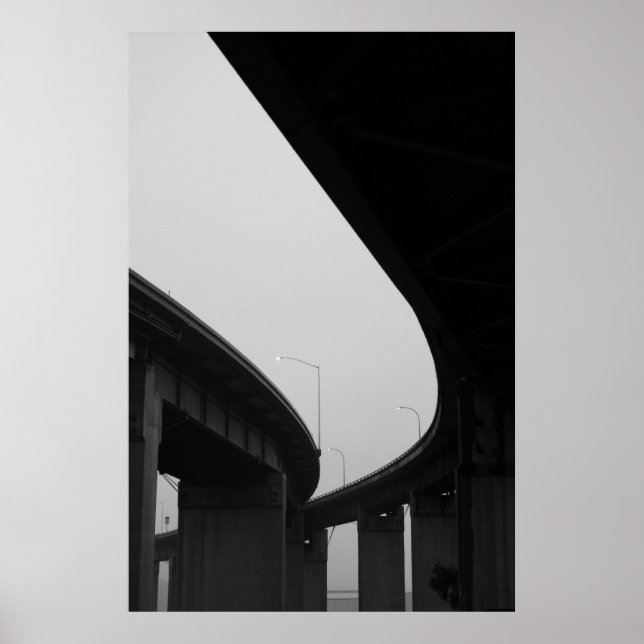 Freeway Ramps in a Fog Poster,Print Poster (Vorne)