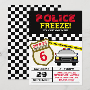 Freeze! Polizeibeamte Birthday Party Einladung