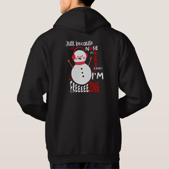Freezing Snowman Funny Christmas Black Hoodie (Rückseite)