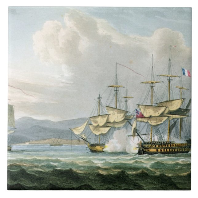 Fregatteaktion in Vizagapatam Straßen, vor Indien, Fliese (Vorderseite)