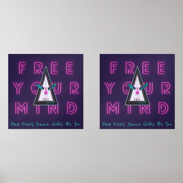 Frei dein Mind-freies Flamingo Inspo Poster Bilderwand Sets (Vorderseite)