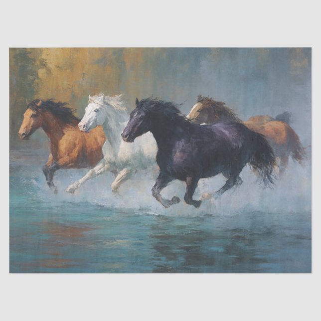 Frei Galloping Pferde Dekoupage Seidenpapier (Vorderseite)