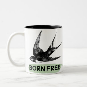 Frei geboren Schwalbe Vogel Freiheit Natur Zweifarbige Tasse