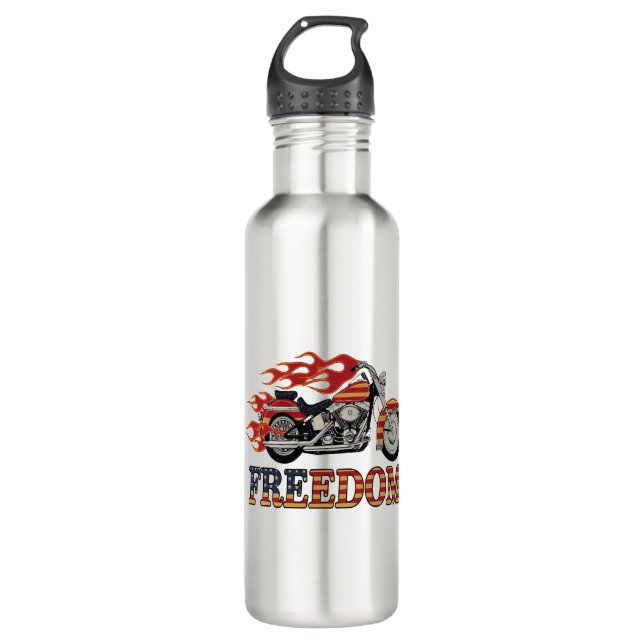 Frei-Motorrad-Flammen Edelstahlflasche (Vorderseite)