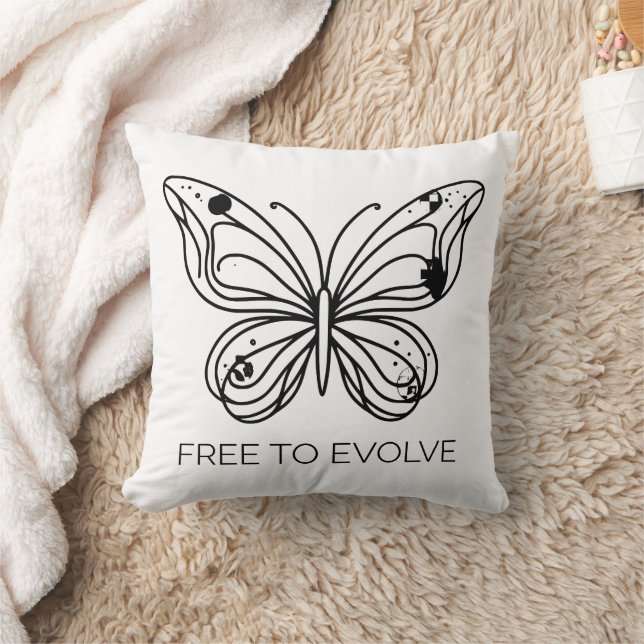 Frei von der Evolve Butterfly Minimalistisch Line  Kissen (Decke)