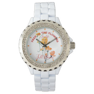 Frei wie die Blume Gelbe Orange Ginkgo Blätter Armbanduhr