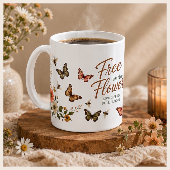 Frei wie die Blumen Grafik Boho Kaffeetasse (Von Creator hochgeladen)