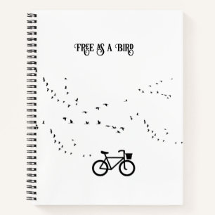 Frei wie ein Vogel Radfahren Leben Schwarz-Weiß-Ku Notizbuch