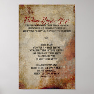 Freiberuflich tätiges Vampirslayer-Plakat Poster