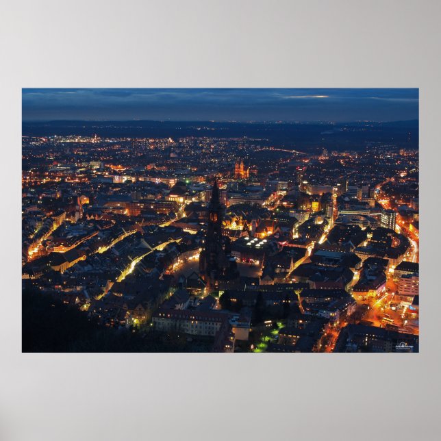 Freiburg bei Nacht Poster (Vorne)