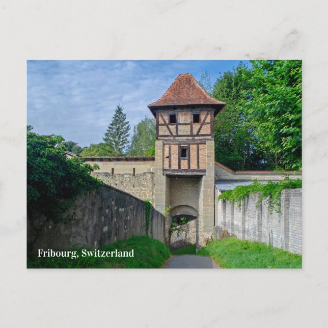 Freiburg Schweiz Tower Postkarte (Vorderseite)