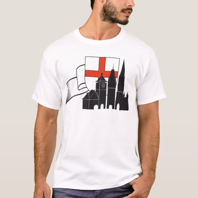 Freiburg Silhouette mit Wappen und Schleife T-Shirt (Vorderseite)