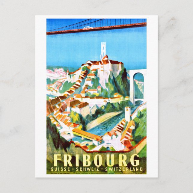 Freiburg, Stadt, Schweiz. Vintage Postkarte (Vorderseite)