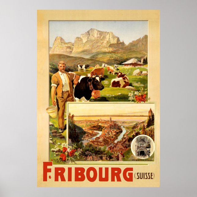 Freiburg, Stadt und Umgebung, Schweiz Poster (Vorne)