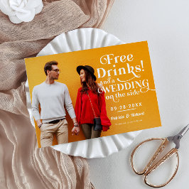 Freie Getränke Funny Lässig Wedding retten das Dat Einladung