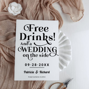 Freie Getränke Funny Lässig Wedding retten das Dat Einladung