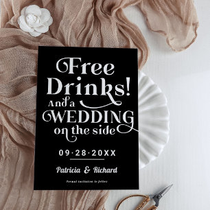 Freie Getränke Funny Lässig Wedding retten das Dat Einladung