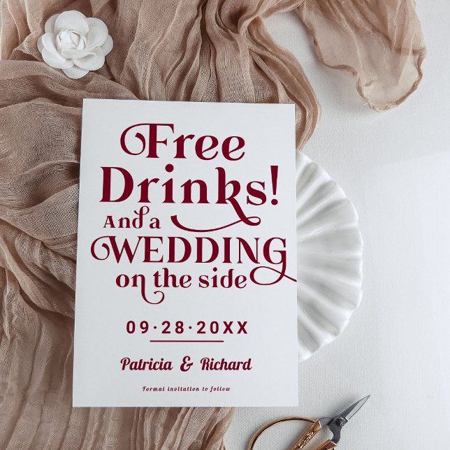 Freie Getränke Funny Lässig Wedding retten das Dat Einladung (Von Creator hochgeladen)