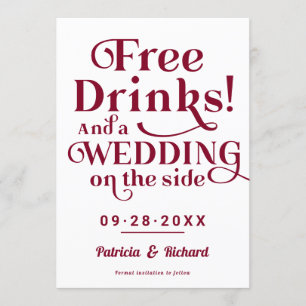 Freie Getränke Funny Lässig Wedding retten das Dat Einladung