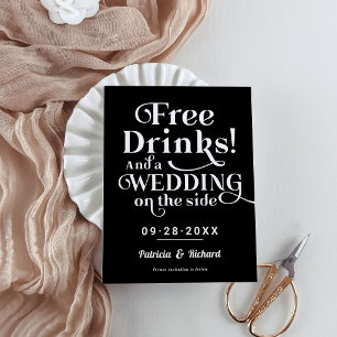 Freie Getränke Funny Lässig Wedding retten das Dat Postkarte