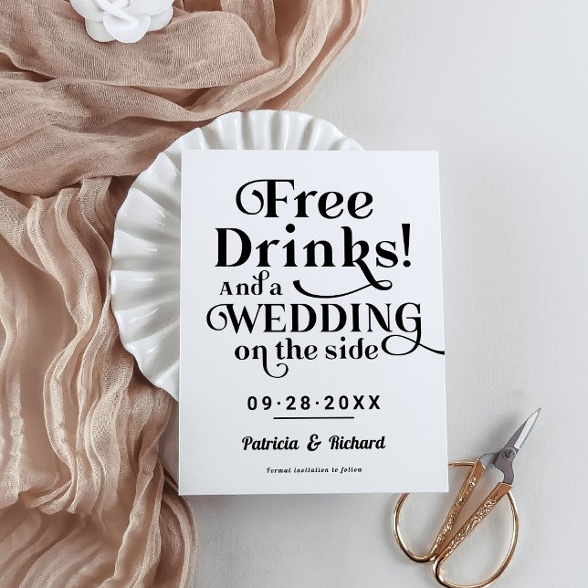 Freie Getränke Funny Lässig Wedding retten das Dat Postkarte (Von Creator hochgeladen)