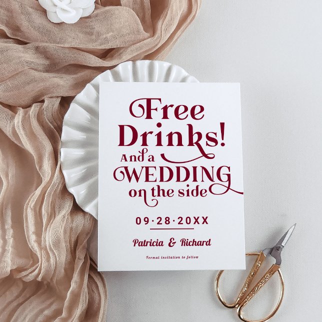 Freie Getränke Funny Lässig Wedding retten das Dat Postkarte (Von Creator hochgeladen)