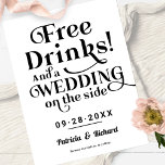 Freie Getränke Funny Lässig Wedding retten das Dat Postkarte<br><div class="desc">Freie Getränke Funny Lässig Wedding Save the Date Postcard</div>