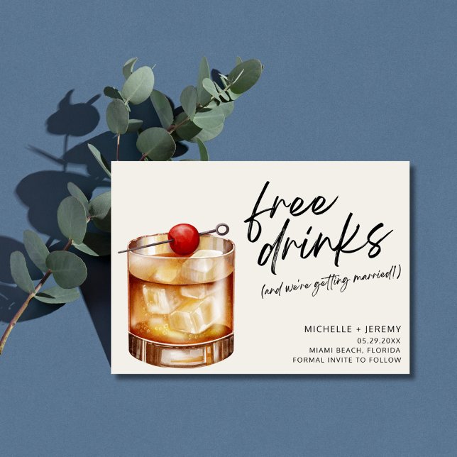 Freie Getränke Funny Wedding Save the Date mit Fot (Funny Free Drinks Photo Wedding Save the Date  Postcard)