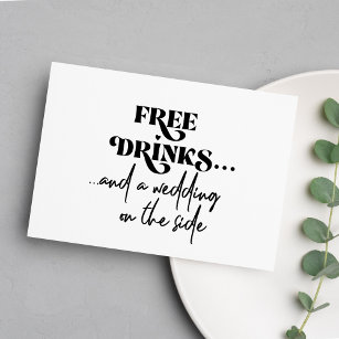 Freie Getränke lustige moderne Typografie Hochzeit Einladung