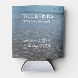 Freie Getränke Save the Date Strandhochzeit hinzuf Dosenkühler