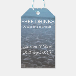 Freie Getränke Save the Date Strandhochzeit hinzuf Geschenkanhänger