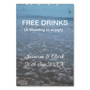 Freie Getränke Save the Date Strandhochzeit hinzuf Tischnummer